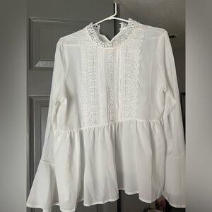 White blouse with bell sleeves